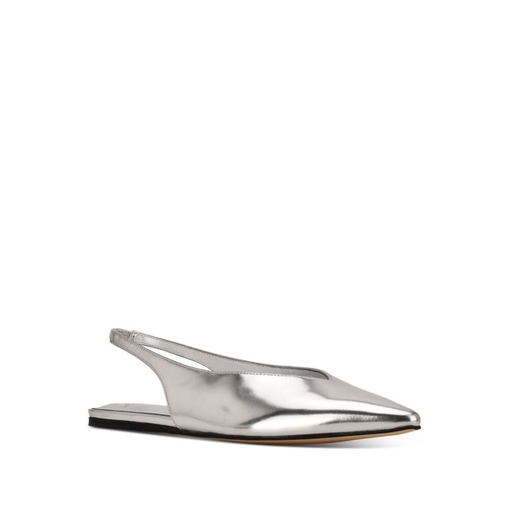MARC FISHER Womens Silver Graceful Toe Slip On Leather Slingback Sandal 5.5 M